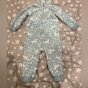 Carter’s baby girl 12 month fleece romper coverall overall sleeper fleece zip up